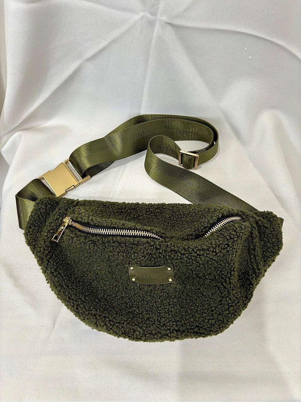 Bearpaw Faux Shearling Belt Bag in Green